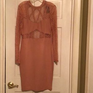 Pink lace detail dress size large